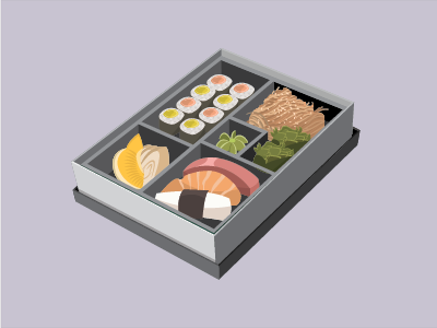 Bento Box Illustration bento box flat design illustration sushi vector