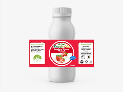 Yoghurt Sticker design advertising bottle brand branding clean concept flat graphic design illustration illustrator logo mockup photography photoshop psd sticker strawberry ux vector yoghurt