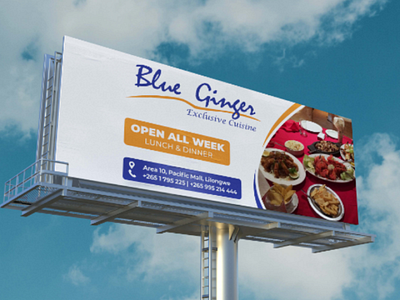 Blue Ginger Billboard advertising art artwork billboard brand identity package branding businesscard corporate graphic design design logo mockup modern photoshop psd template ux
