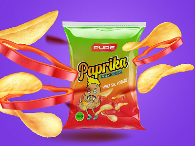 Pure Paprika Potato Chips branding chips clean food illustration illustrator logo malawi mockup norway packaging photoshop potato psd template ui ux vector web