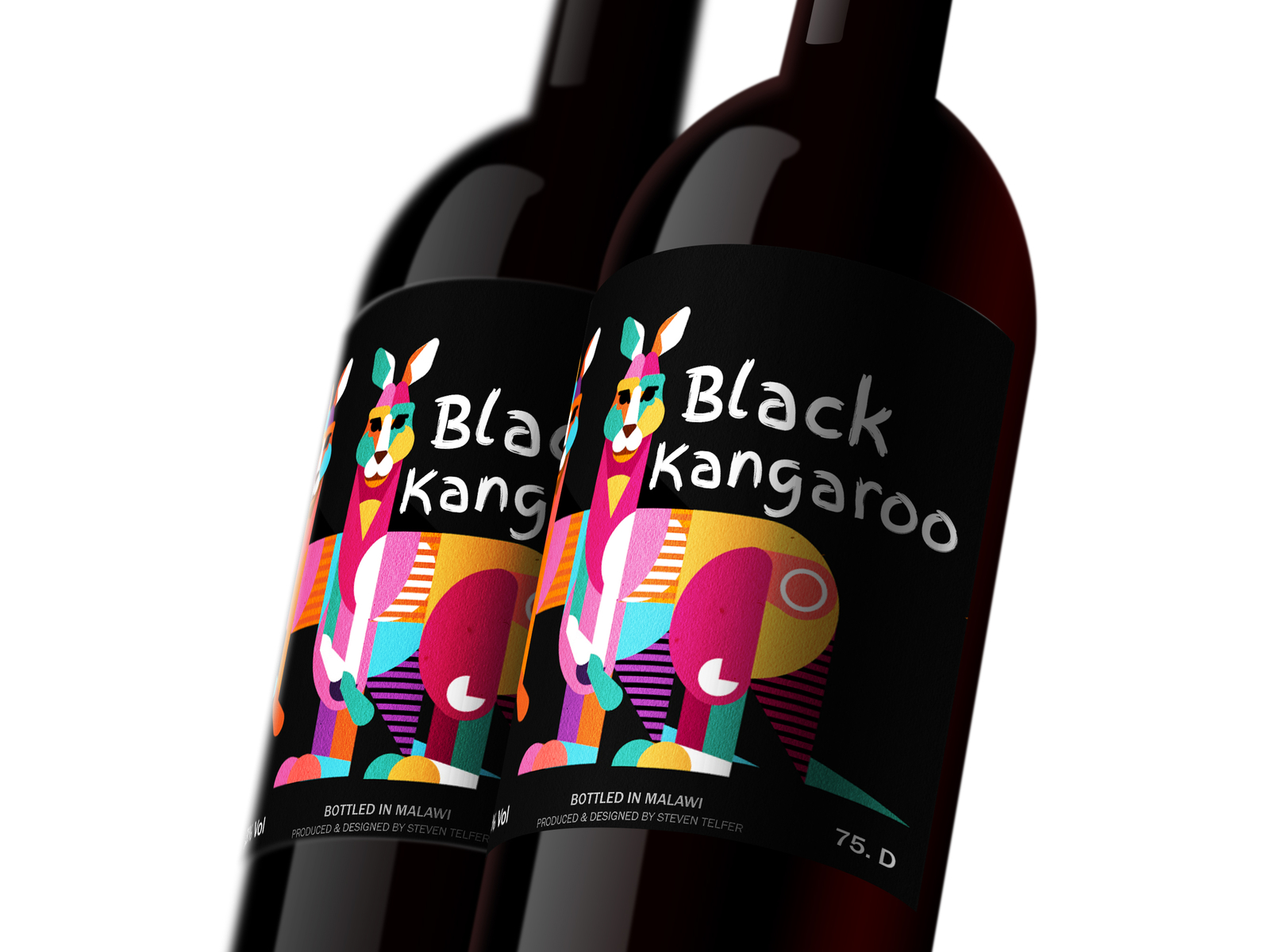 Black Kangaroo wine bottle by Steven Telfer on Dribbble