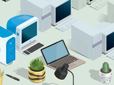 Isometric Computers apple clean flat illustration interaction isometric mockup psd template ui vector web