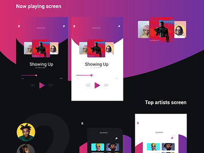 Music colorful ui art art direction branding color dark flat illustraion interaction interface landing layout mockup music player photo psd template theme ui ux visual design