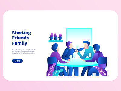 Meeting Friends Family animation app clean design flat flat illustration icon interaction interface landing page minimal psd template typography ui ux vector web website