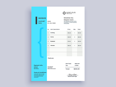 Invoice branding brochure businesscard clean design flat flyer graphicdesign icon illustration infographic invoice logo minimal psd template typography ux vector web