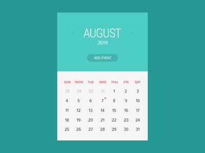 Calendar Ui app calendar clean design flat icon illustraion interaction interface landing minimal mockup photoshop psd template ui userinterface ux website