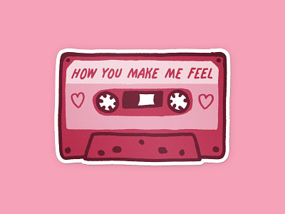 Introflirted Sticker Mockup2 80s 90s cassette cassette tape design flirting hand lettering hearts illustration introvert introverted lettering love romance sticker sticker design typography