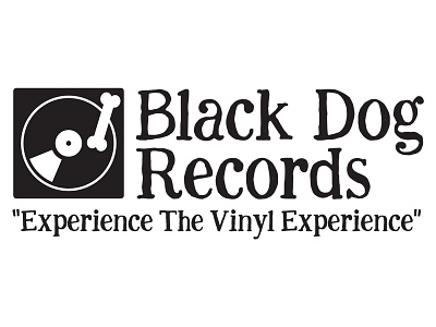 Black Dog Records Logo Horizontal black bone branding dog identity illustration record record shop record store records turntable vinyl