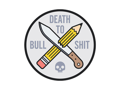 Death To Bullshit bs bullshit crossed hipster illustration line line drawing machete pencil vector