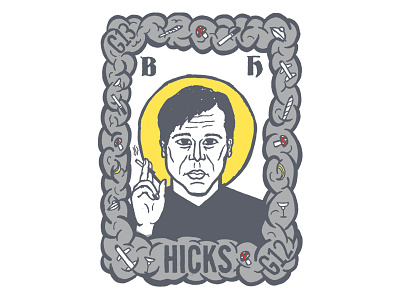 Saint Bill - Color bill hicks comedian comedy houston illustrated people illustration portrait saint saints texas