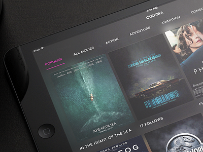 Cinema iOS App app cinema clean concept debut ios ipad movie ui