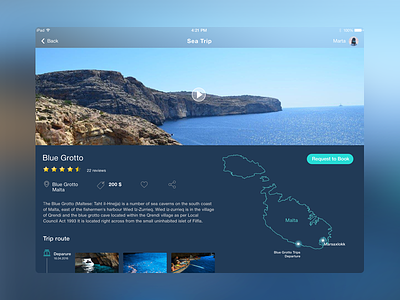 Trip booking iOS App application booking flow ios ipad movie prototype sea travel trip ui