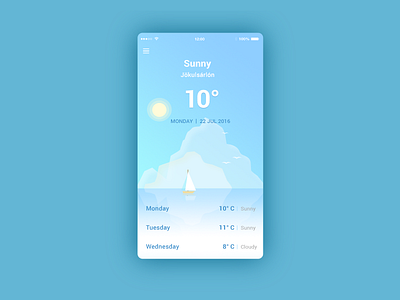 Check the weather in Iceland) iceberg iceland illustration interface mobile news ui weather