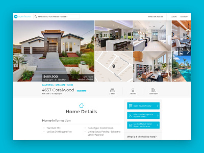 OpenHouse's Listing Page design desktop real estate web