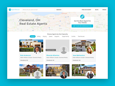 OpenHouse Agent Directory design desktop real estate web