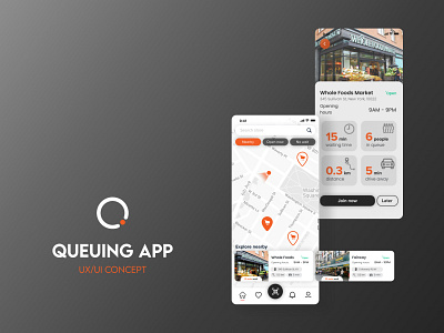 Queuing app UX/UI app design grocery mobile design queue ui ux virtual queue