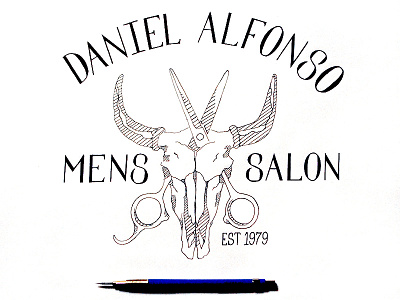 Daniel Alfonso | hand lettering & illustrated logo design brand branding hair hand lettering hollywood identity illustration lettering logo mens salon salon west hollywood