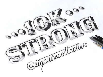 10k STRONG | hand lettering brand hand drawn hand lettering identity illustration ink instagram lettering ligature collective logo mark pen and ink