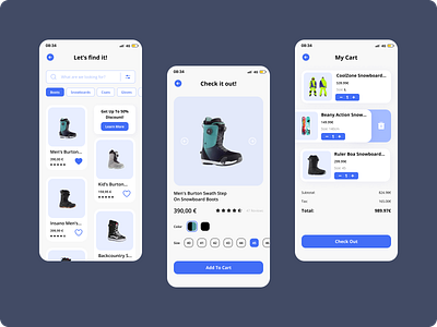 Winter Sports Shop App app design ice shop snow sports store ui ux winter