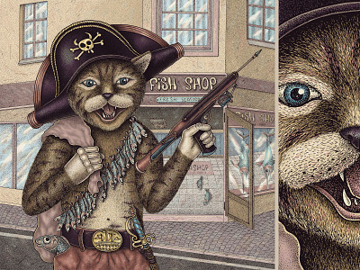 Still Alive animal cat digitalart dotwork graphic illustration kashtalyan photoshop photoshopart pirate pointillism
