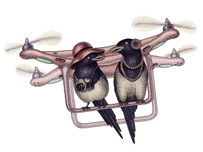 Birds-Travelers animal bird color digitalart dotwork graphic illustration kashtalyan photoshop pointillism