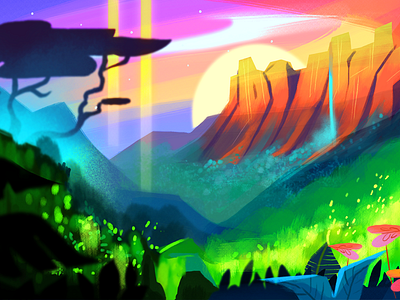 The Bright Valley background color digital illustration painting space spacelooping