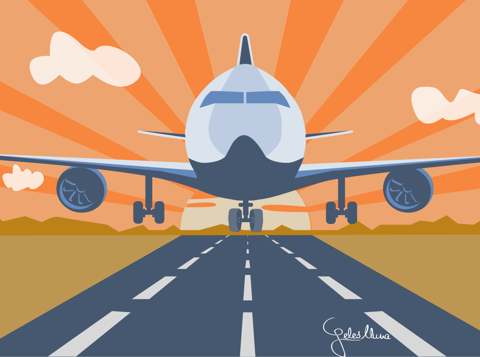 plane landing clipart