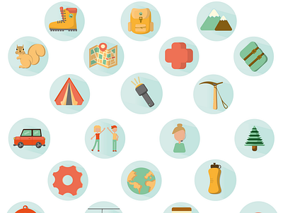 mountain icons camping color palette icons illustration inspiration mountain squirrel tent ux vector