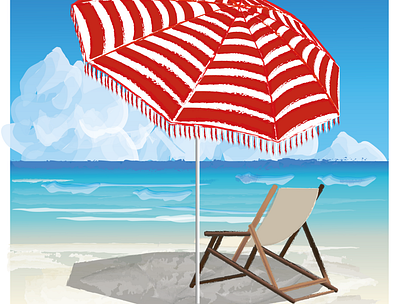 Umbrella in the beach beach illustration illustrator inspiration red sand sea umbrella vector white