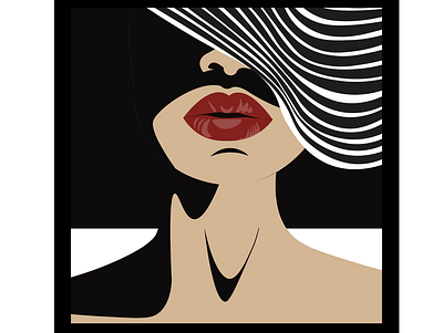 Hat blackandwhite illustration illustrator inspiration lips lipstick red styles vector woman woman illustration