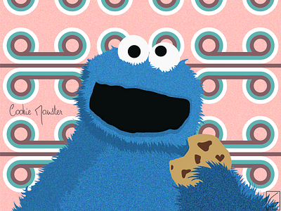 Cookie monster blue childhood childhood memories cookie design illustration illustrator inspiration monster monstruo pattern art pink sesame street texture textured vector