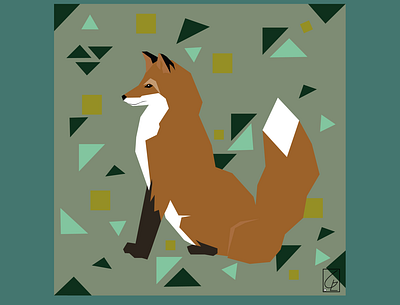 Fox & shapes animal design flatdesign fox geometry green illustration illustrator inspiration shapes simpledesign straightlines vector