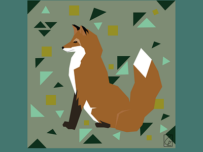 Fox & shapes animal design flatdesign fox geometry green illustration illustrator inspiration shapes simpledesign straightlines vector