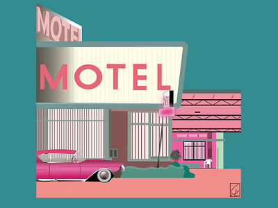 Pink Motel car design il illustration illustrator inspiration motel pink poster vector