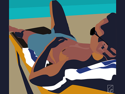 He at the beach art beach illustration illustratorsofinstagram indonesia man posterdesign relax simpledesign summer summervibes vectorart