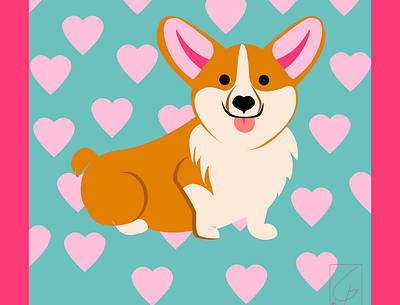 Dogs & love animal corgi design dog doggy hearts illustration pink posterdesign puppy simpledesign visualdesigner