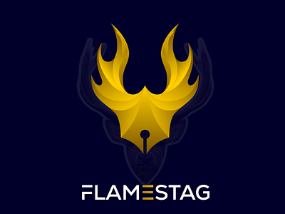 FlameStag logo, flame logo, modern logo, Gradient logo.