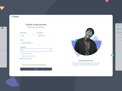 Sign in forms | Login pages | Croct branding checkbox colorful design design system focus forms geometric input login password pattern register sign in sign up ui ux