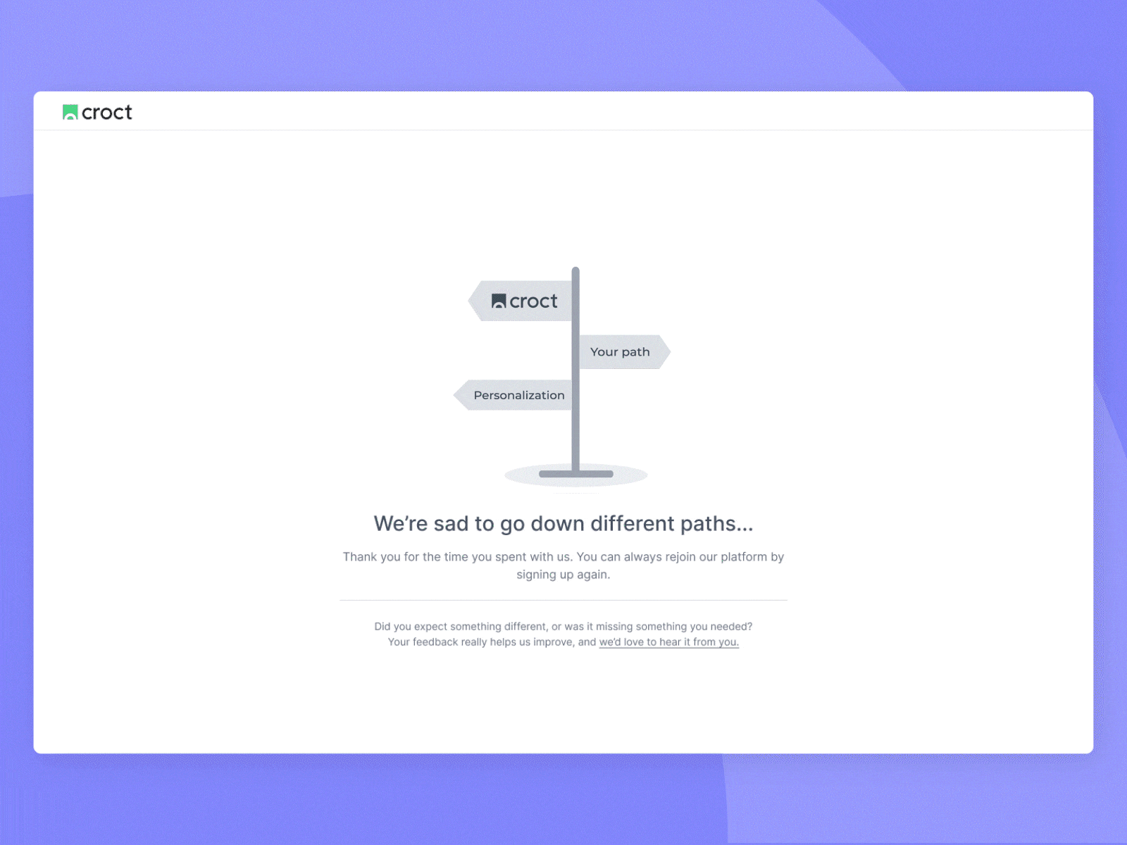 Offboarding page | Croct