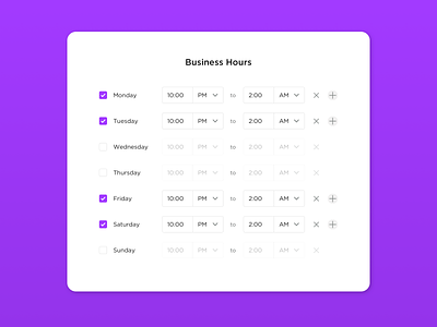 Business Hours business hours days of the week form form design hours hours of operation inputs open open hours