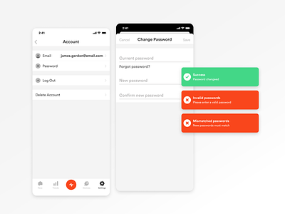 Change Password change password energy error mobile ui password sense settings smart home success