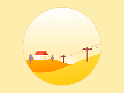 Home illustration electricity hills home house illustration sunrise