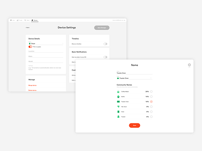 Sense web device settings