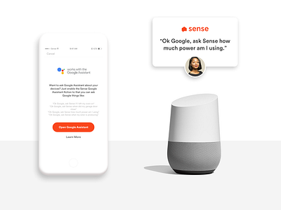 Sense and Google assistant integration electricity energy google google assistant integration iot sense smart home vui