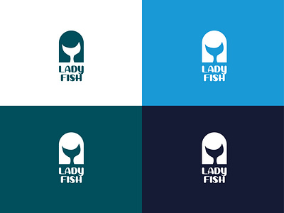 Modern creative minimal and unique lady girl fish logo design