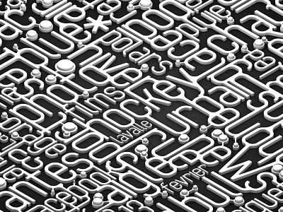A network of type 3d black and white c4d cinema 4d complex font illustrator isometric network technical type typography