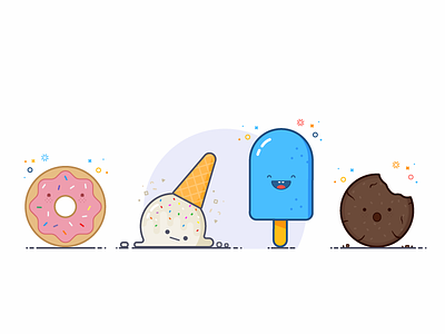 Sweet Treat Gang cookie donut fun ice cream illustration playful popsicle sweets vector