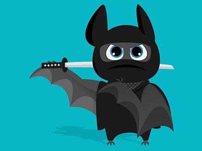 BatNinja bat black character hero illustration mascot ninja vector
