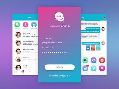 Chat and Pay App app chat dashboard design free idea ios login pay payment signup sketchapp