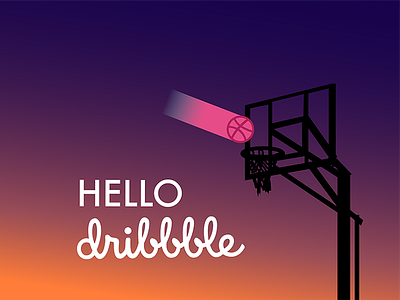 Hello Dribbble basketball free throw gradient hello dribble illustration silhouette